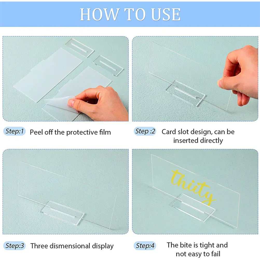 10Pcs Acrylic Sign Clear Blank Seat Cards Wedding Table Numbers Name Place Cards for Wedding Party Banquet Decoration Qme