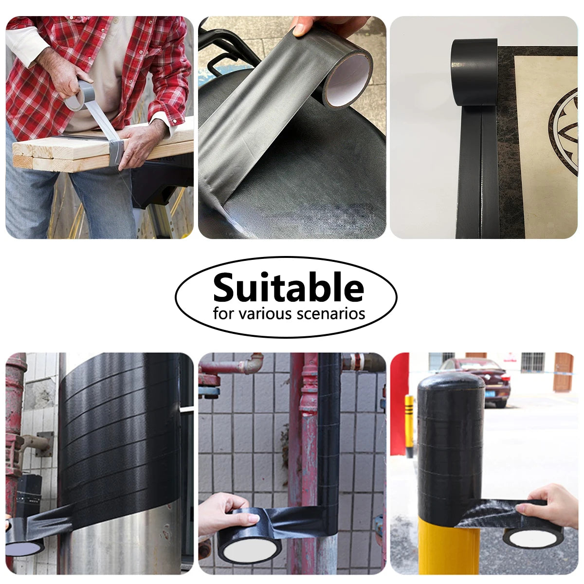 Super Strong Pipe Tape - Waterproof Carpet and Floor Tape, Hand Tearable, All Weather Tape for Indoor/Outdoor Use Suitable Qme