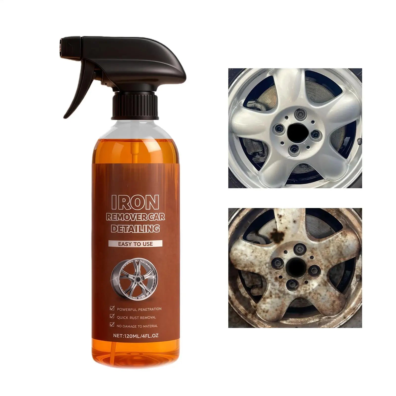 For Metal Iron Remover 120ml Fast-Acting Detailing Cleaner Rust Stain Remover Spray For car Brake Wheel Tire Rim Steel Rv Repair Qme