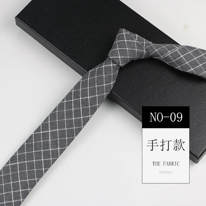 Cotton Skinny Tie Men Women Casual Plaid Strip Neck Party Business Qme RT7