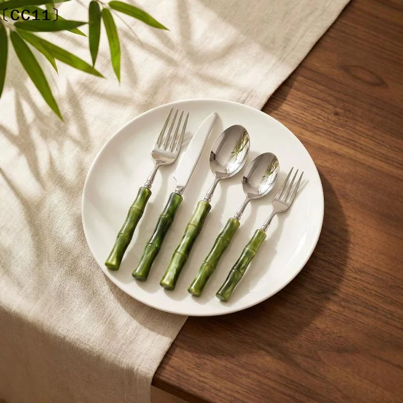 Bamboo Handle Acrylic 304 Stainless Steel Cutlery Tableware Knife Qme