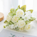 Artificial 1PC Flowers Wedding Home Bedroom Decoration Bridal Bouquet Garden Fake Silk Roses Hydrangeas Vase For Board Outdoors Qme style 1
