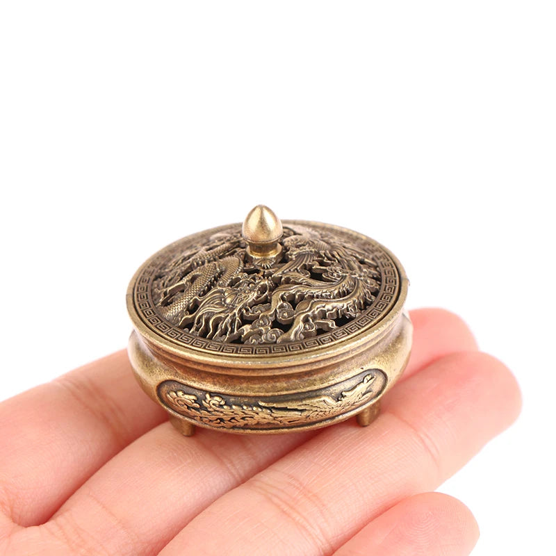 Buddha Incense Burner Lotus Antique Copper Alloy Sandalwood Home Qme
