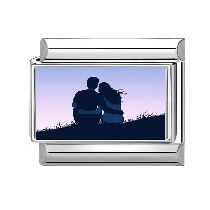 2026New Romantic Encounter Pink Sky Dancing Italian Charm Links Fit