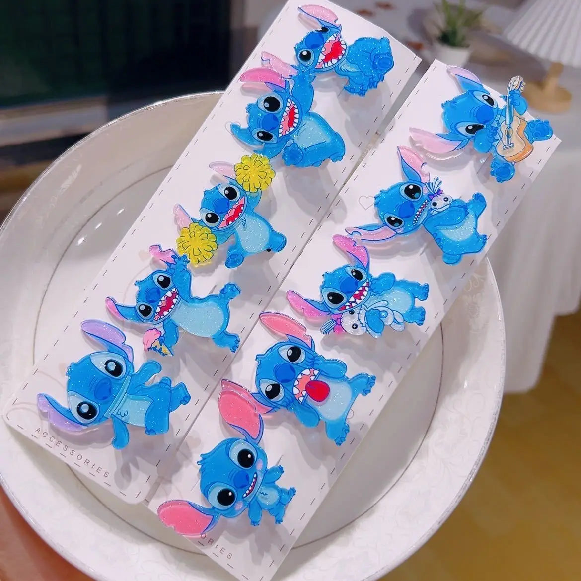 Cute “Stitch” Cartoon Acrylic Hair Clip Student Hair Accessories: Hair Ties, Elastic Bands, and Hair Bands Qme 5