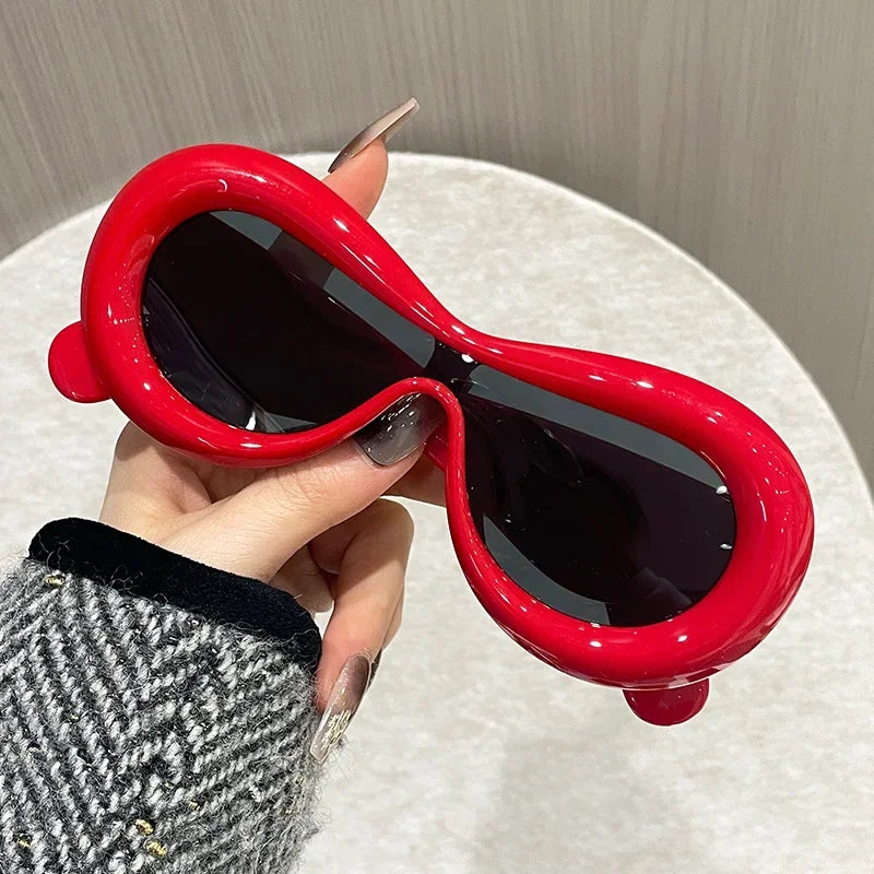 New Oval Sunglasses for Men Women Fashion Retro Brand Design Shades Eyewear Female Candy Color Goggle Sun Glasses Qme RD