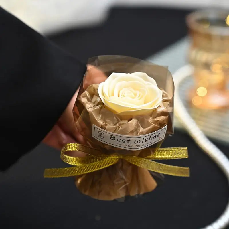 Mini Pocket Soap Flower Bouquet Artificial Rose Mother's Day Qme A4