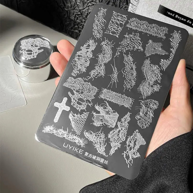 Lace Nail Art Templates High-precision Transfer Stainless Steel Qme