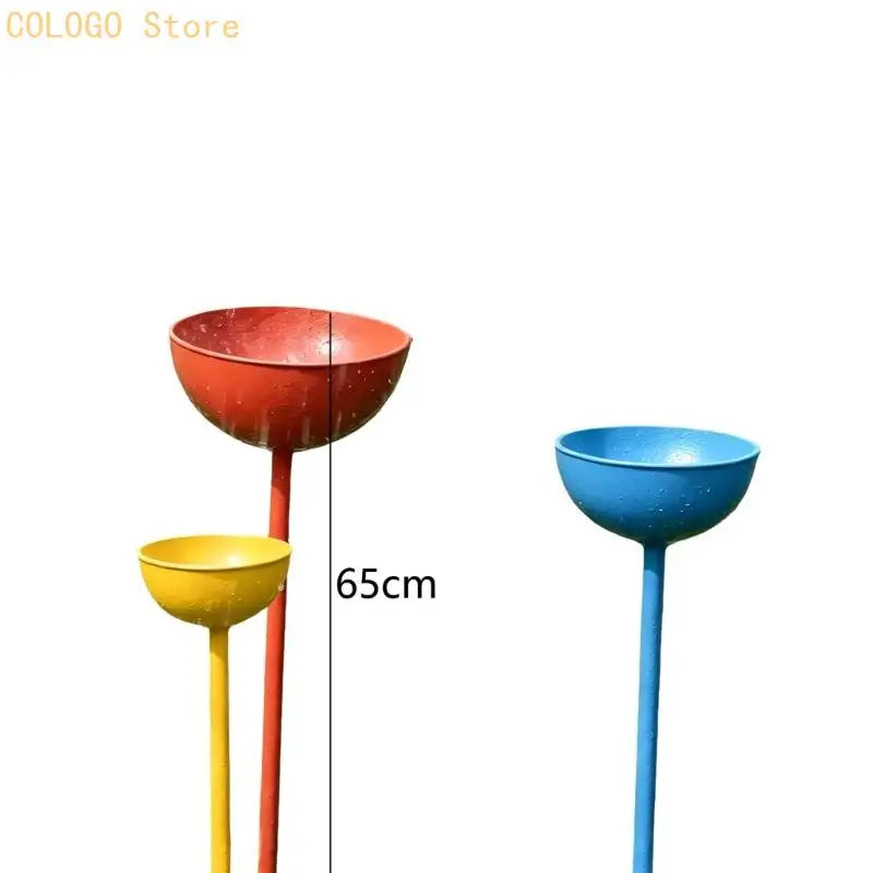 Outdoor Bird Bath Bowl 3 Metal Garden Stakes Raised Feeder Water Qme