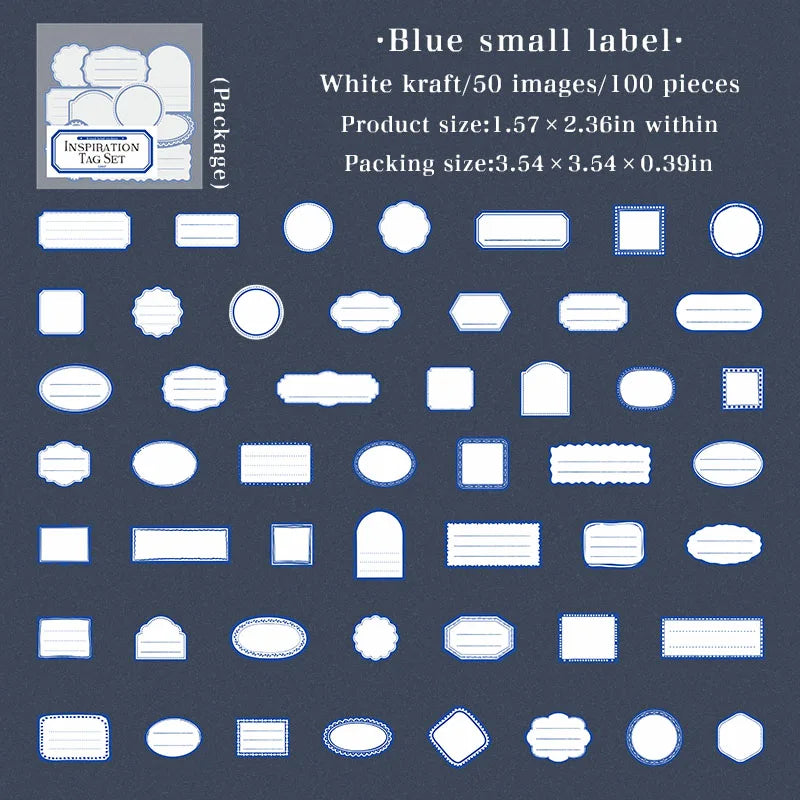 100 Sheets Large Blank Label Stickers for Personal Item Marking DIY Scrapbooking Guitar Phone Case Notebook Decoration Supplies Qme BU