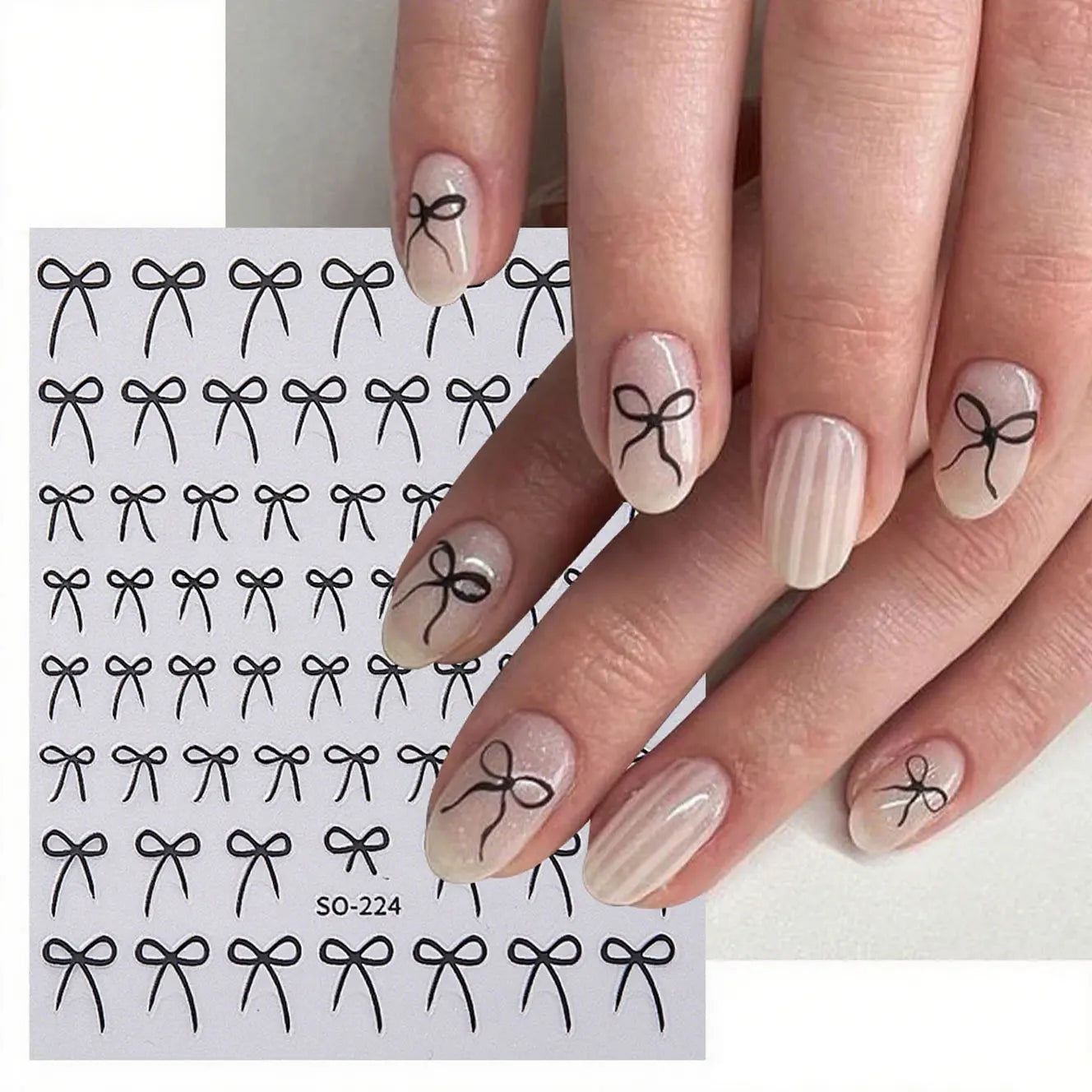 8pcs Mixed Color Bow Nail Art Stickers 3D Cute Red Black Pink Bowknot Nail Charms Foils Gold Laser Effect Bow Manicure Decor Qme