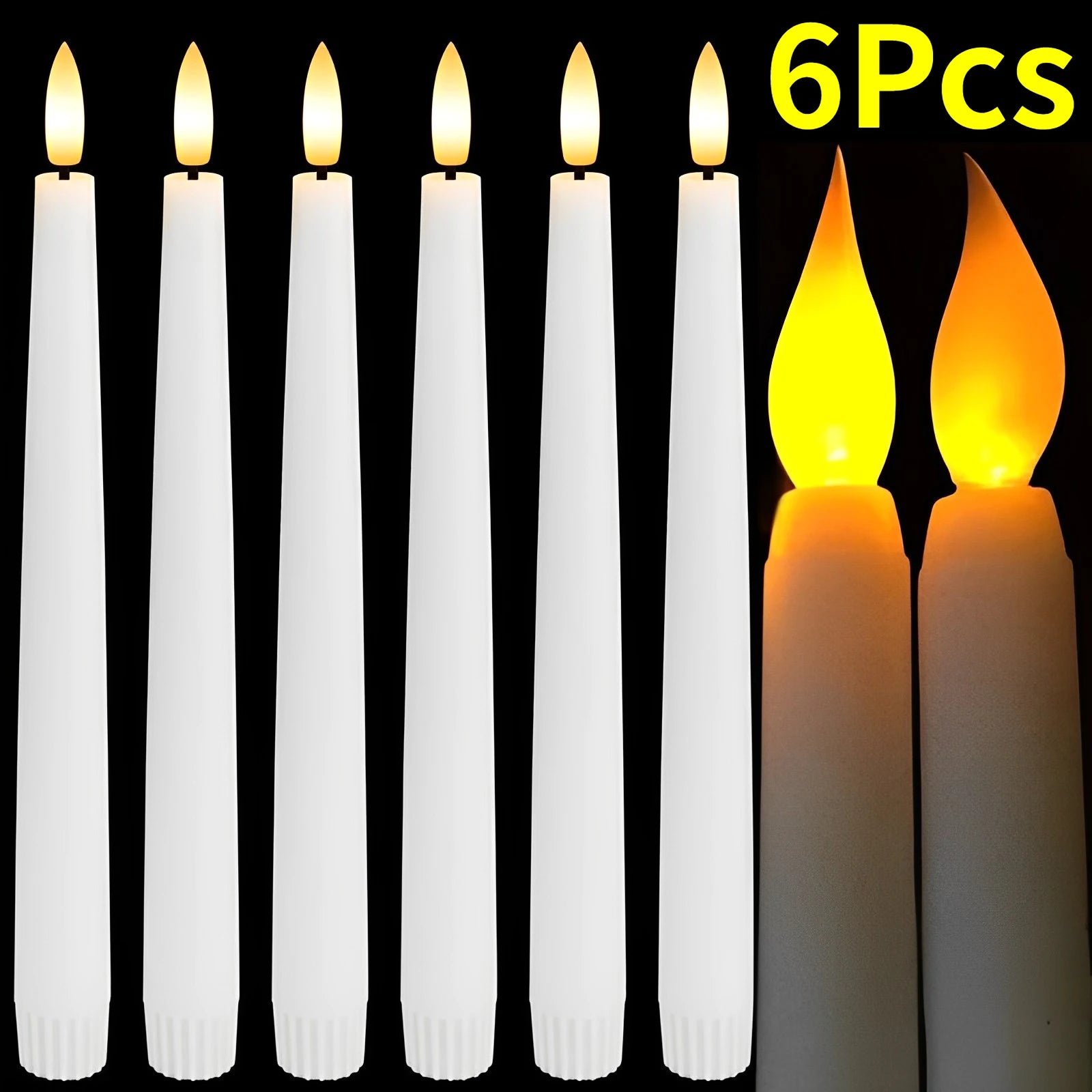LED Long Candle Flameless Pointed Candle Light Battery Powered Candle Light for Birthday Wedding Dinner Party Decoration Qme