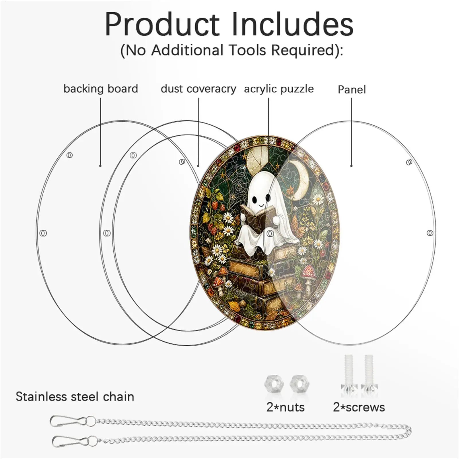 Puzzle Sun Catcher Kit Halloween 2D Ghost Home Decor Hangable Window Decor For Women Men Craft Lovers Homeowners Home Apartment Qme