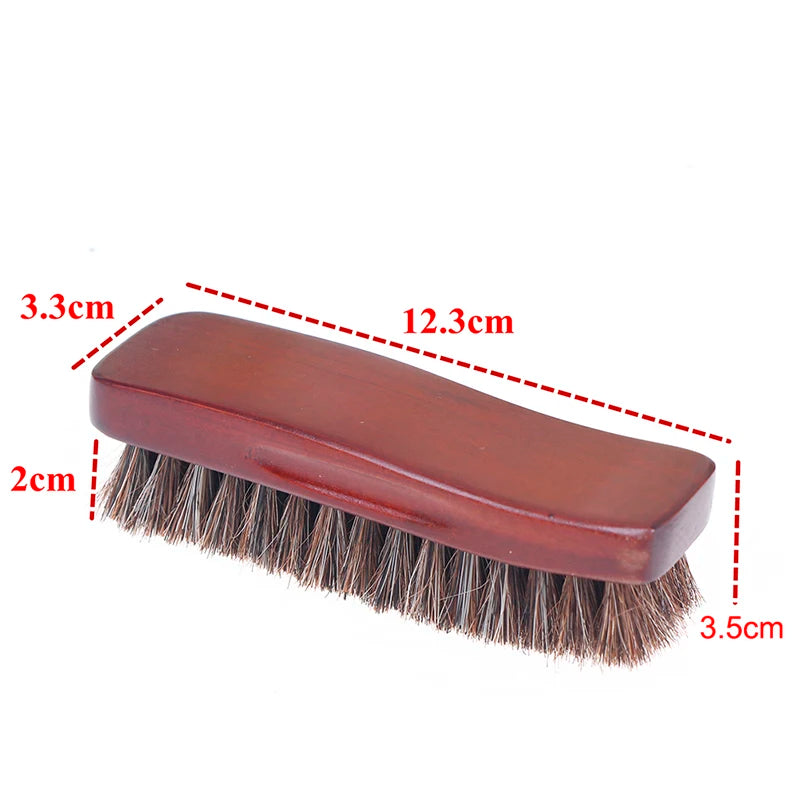 ^1pc Horsehair Wooden Brush Car Detailing Polishing Buffing Brush Soft Horsehair Leather Brush Multifunctional Cleaning Tools Qme