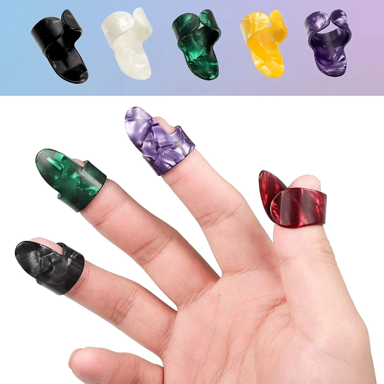 Flat Thumb Picks Finger Picks, ,Celluloid Guitar Thumb Finger Picks Ukulele Picks Accessories (12 Colors,Color Random Packaging) Qme