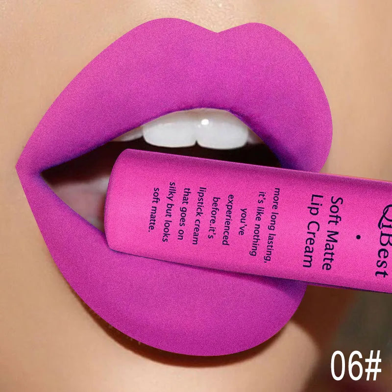QIBEST Waterproof Matte Nude Liquid Lipstick Pigment Dark Red Black