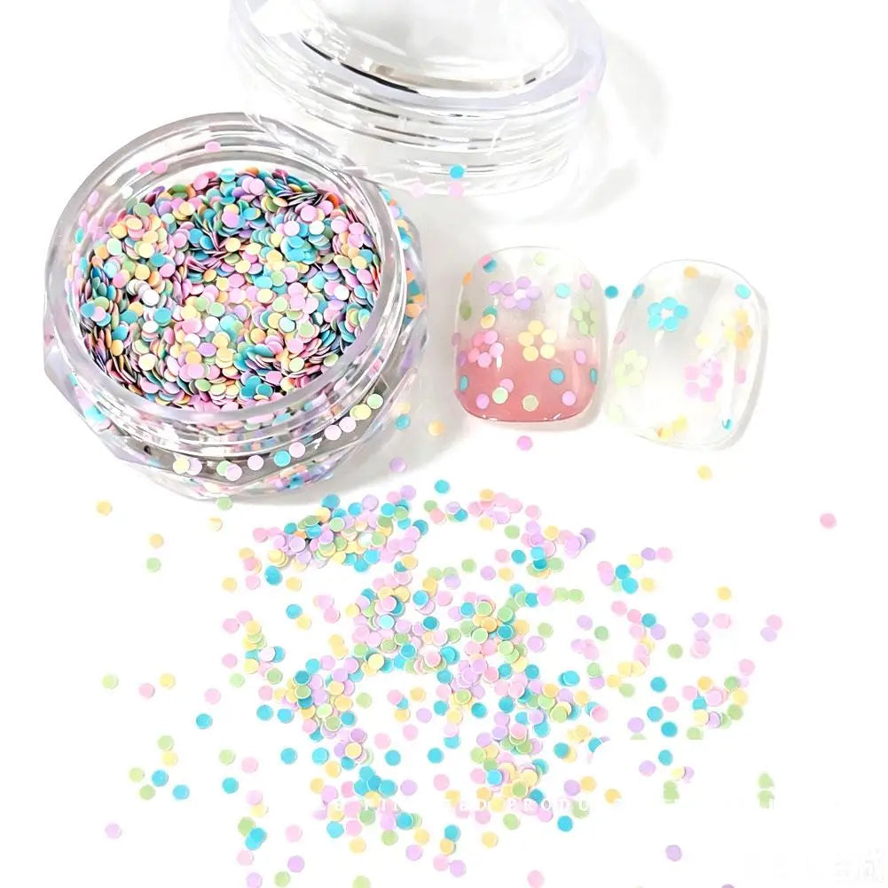 1 Box Colorful Heart Star Glitter Nails Flakes Sparkling Diamond Qme E