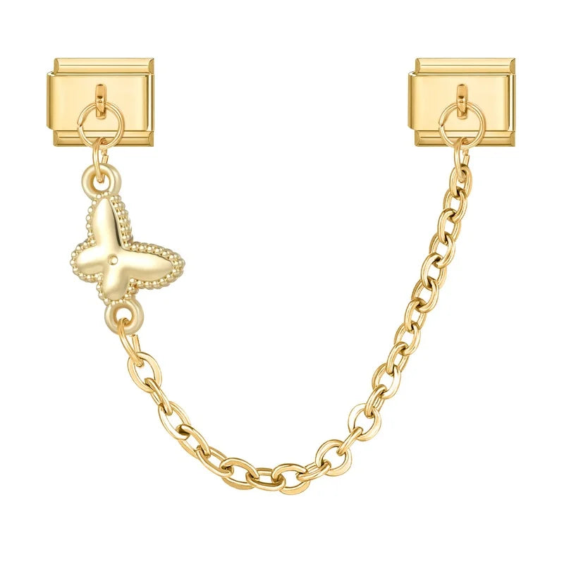 Sweet Flowers Butterfly Cute Heart Bows Italian Charm Link Gold Fit