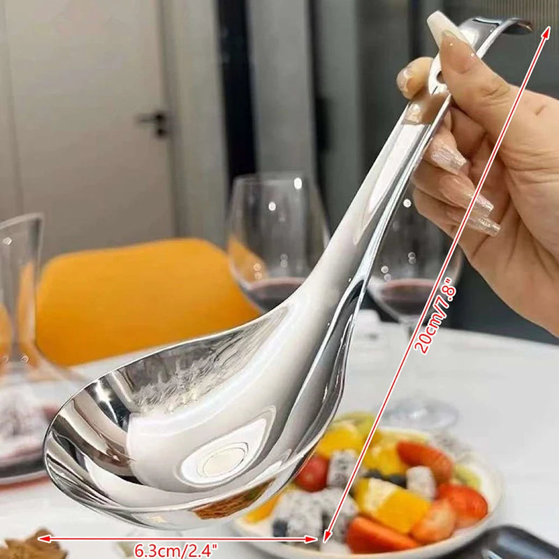 Stainless Steel Round Spoon Net Red Golden Dinner Long Handle Qme