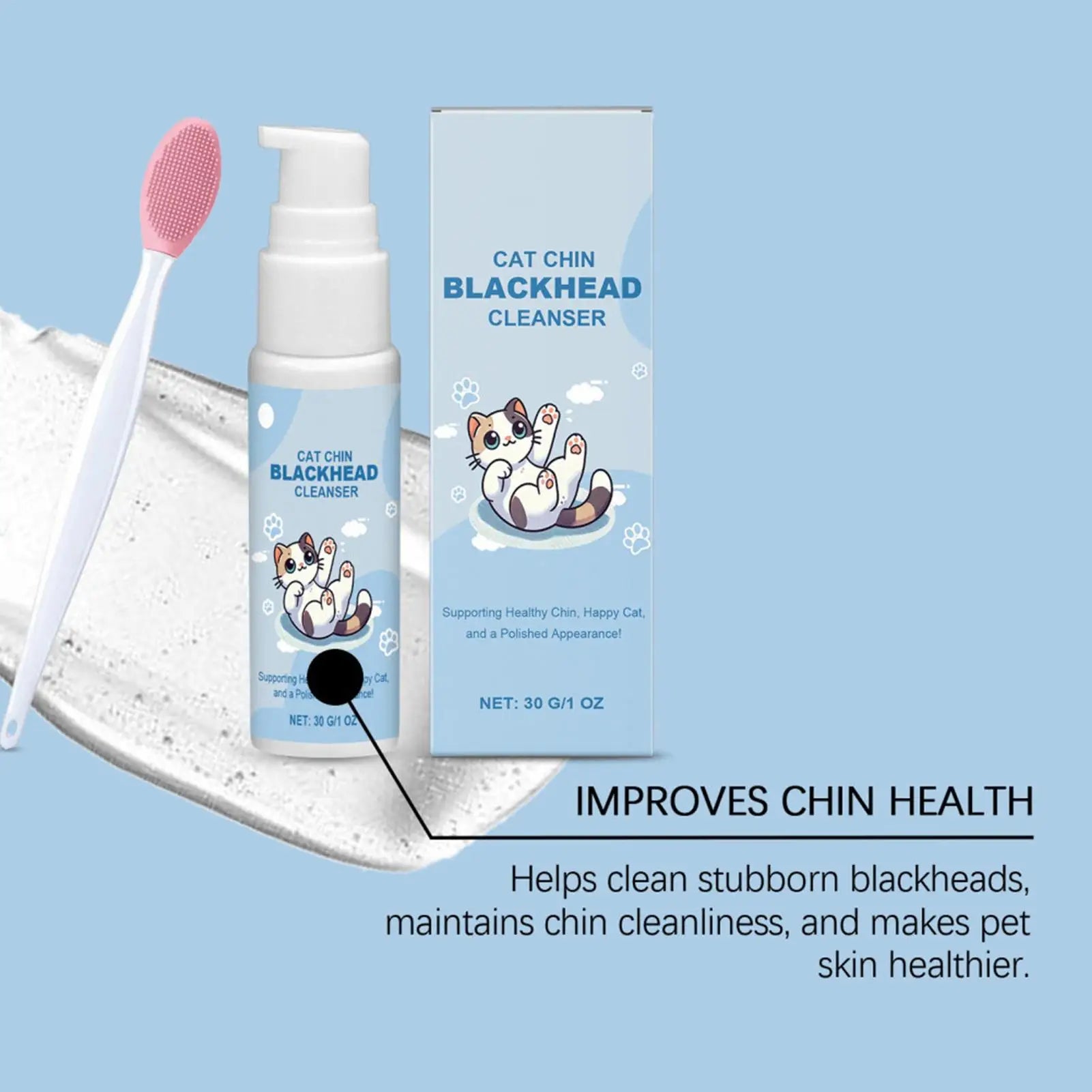Black Head Remover for Cats Chin Hair Health Cleaner with Brush Grooming Supplies Deep Cleansing Solution for Dogs and Cats Qme