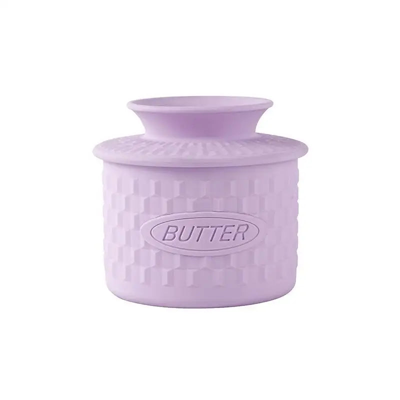 Silicone Butter Cheese Storage Crock Sealed Dustproof Covered Dish Qme Purple