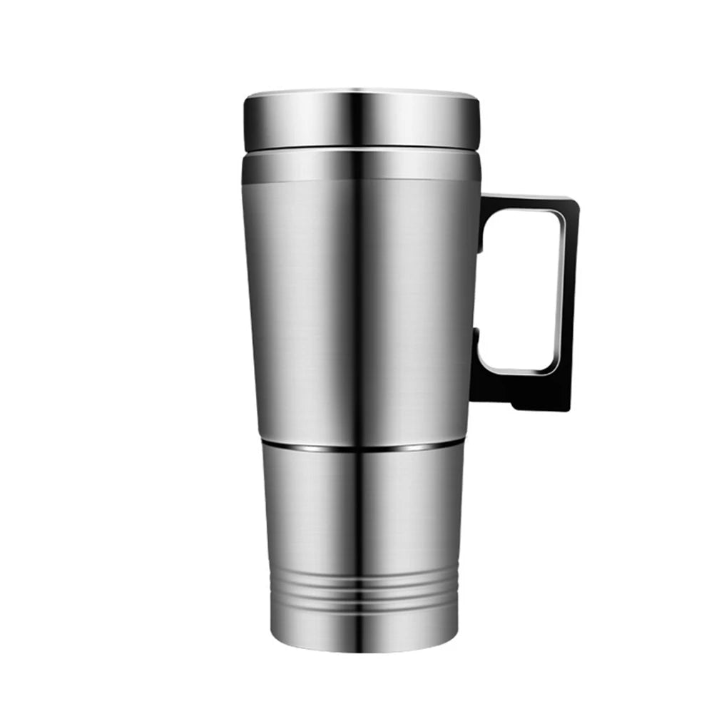 Vehicle Heating Cup 12V/24V Water Coffee Milk Thermal Mug 300ML Car Electric Heating Cup Stainless Steel Travel Electric Kettle Qme