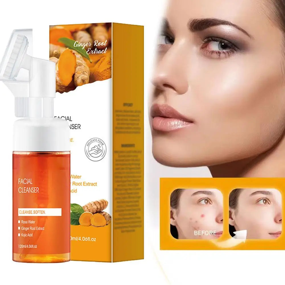 Turmeric Cleansing Mousse Anti Pimple Improves Dark Spot Oil Control Blackhead Remover Brighten Deep Hydrating Face Cleanser Qme
