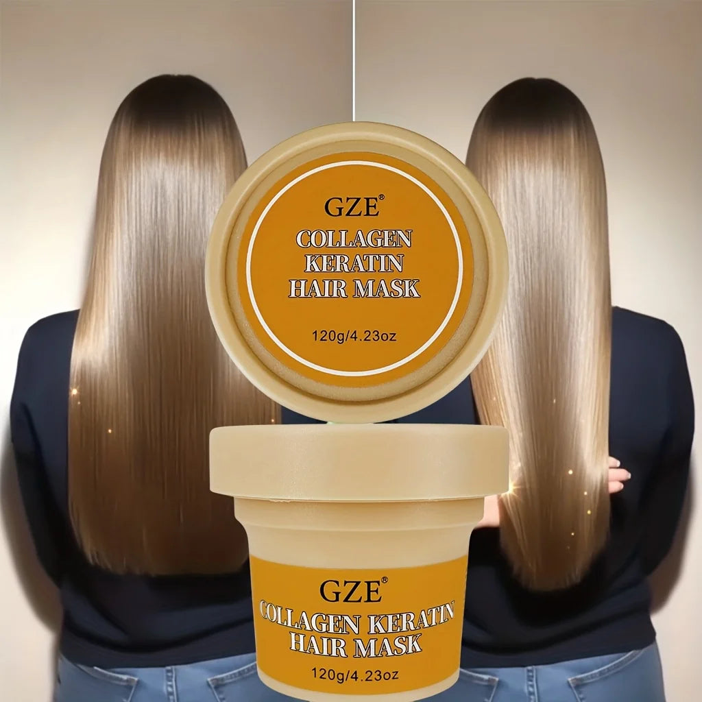 GZE Collagen Keratin Hair Mask Silkening Heat Protection Moisturizing Stay Fragrant Anti-Frizz Refreshing Essence Gentle Control Qme