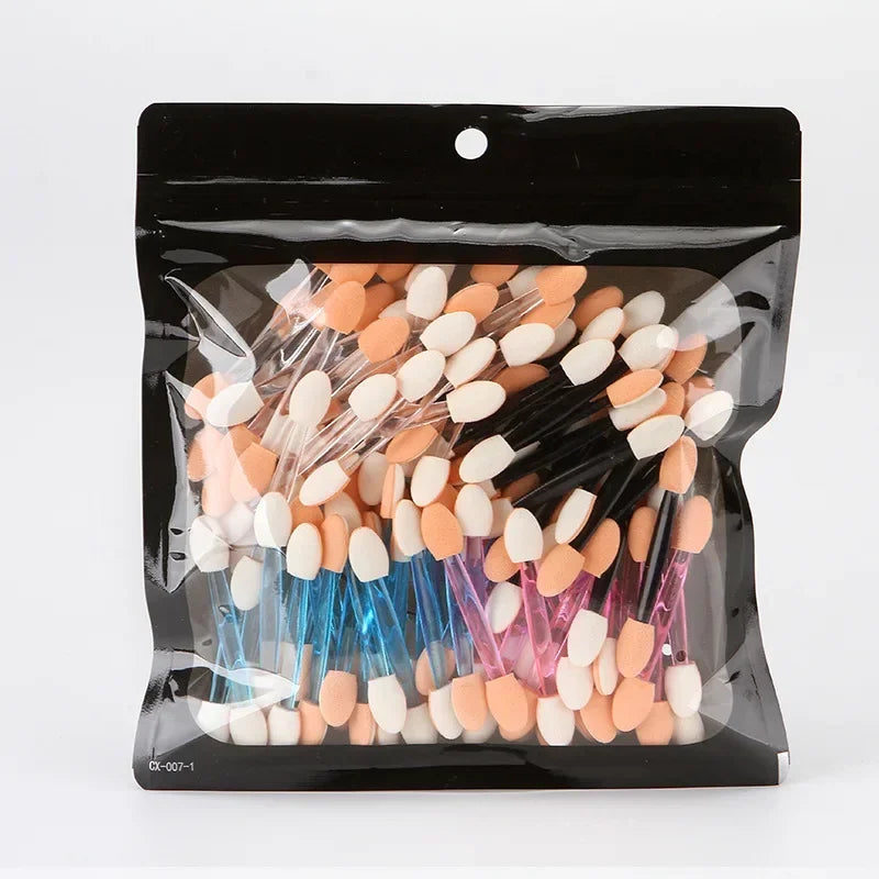 100pcs Double-headed Eyeshadow Applicators Latex Sponge Disposable Eyeshadow Brush Small Portable Beauty Makeup Tool Brush Head Qme 1-6.2cm-100pcs