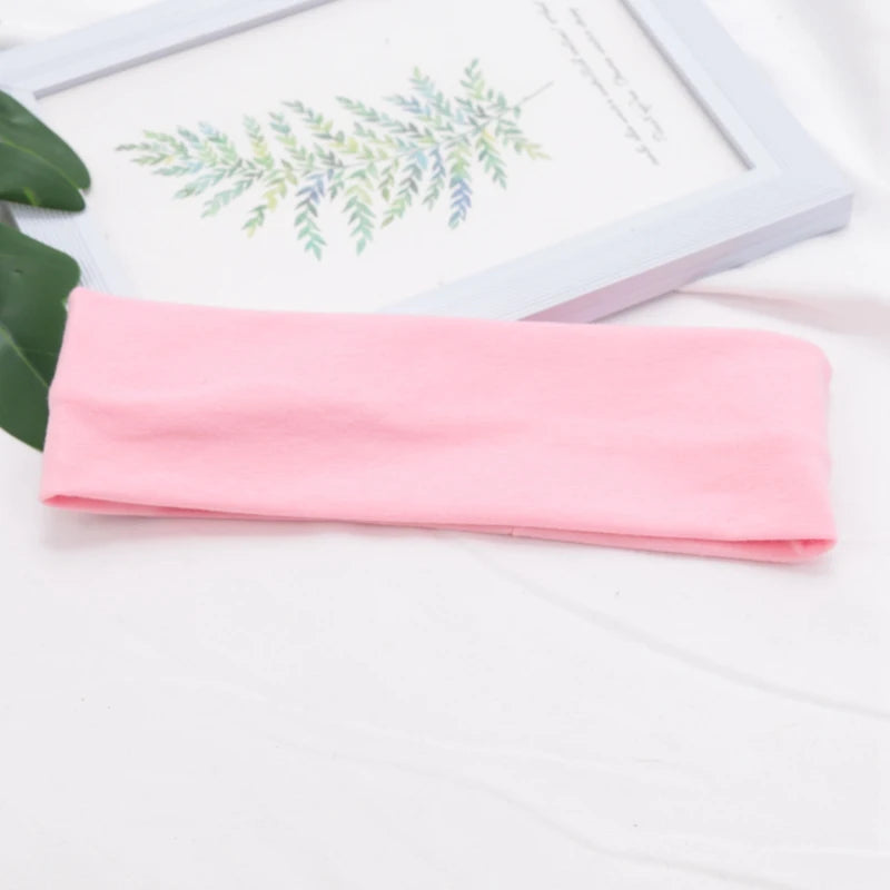 Elastic Cotton Hairband Fashion Headbands Women Men Solid Running Qme Pink