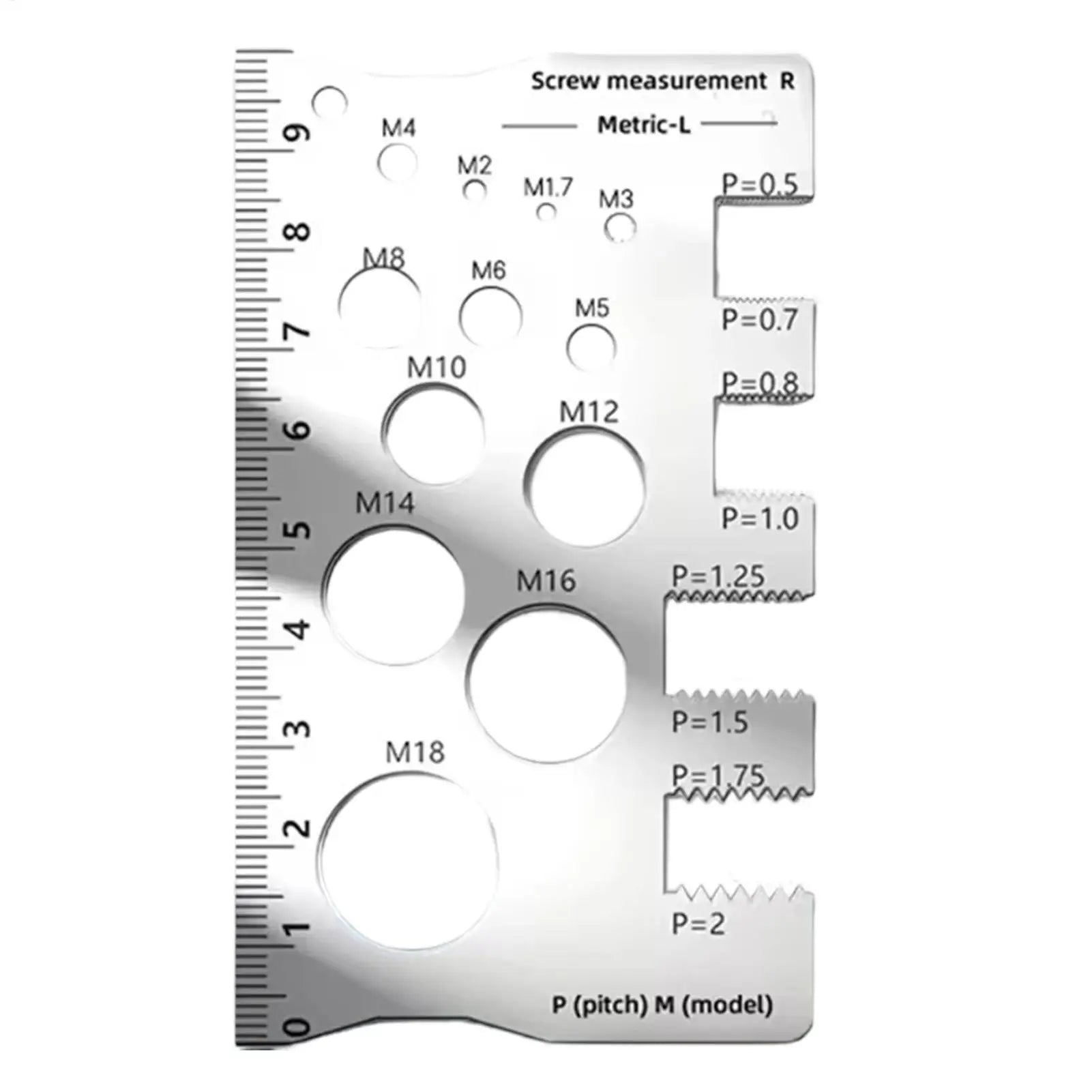 Thread Gauge Stainless Steel Screw Ruler Easy-to-read Woodworking Qme