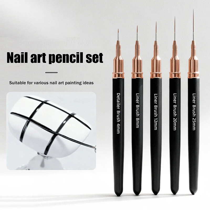 Nail Art Liner Brushes Sizes Painting Design Pen 4 8 12 20 Drawing Qme