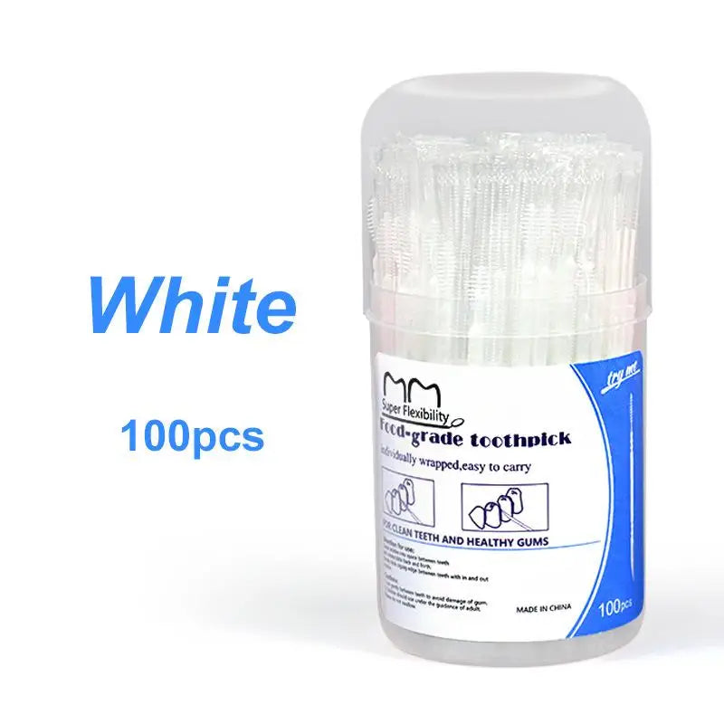 Box Independent Packaging Toothpick Double-ended Interdental Brush Qme White