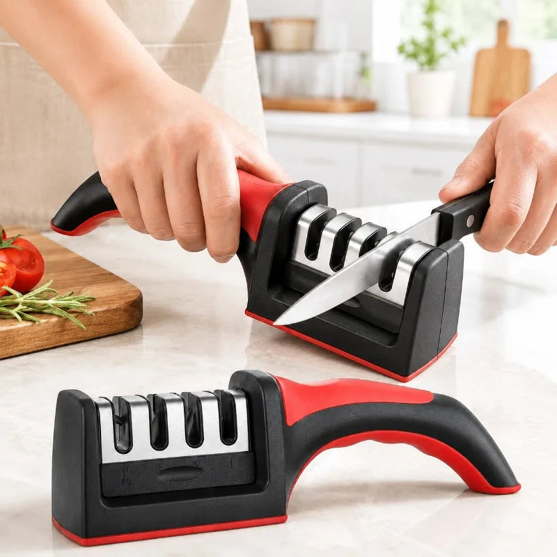 Kitchen 3/4-Segment Knife Sharpener Household Multi-Functional Hand-Held Three-Purpose Sharpening Stone for Home Kitchen Tools Qme
