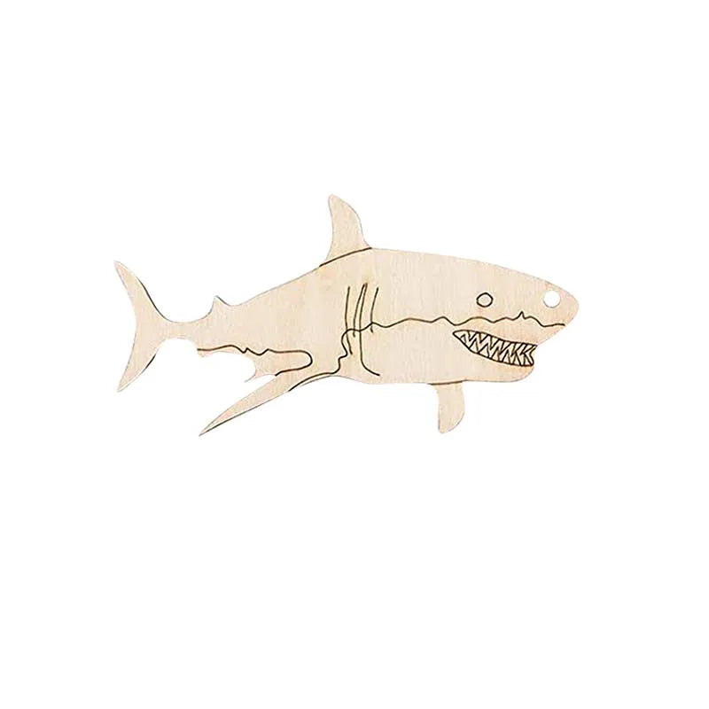 5Pcs Blank Marine Animal Wooden Crafts Painting Graffiti Material Art Coloring Pendant For Children Handmade Decor DIY Material Qme 7