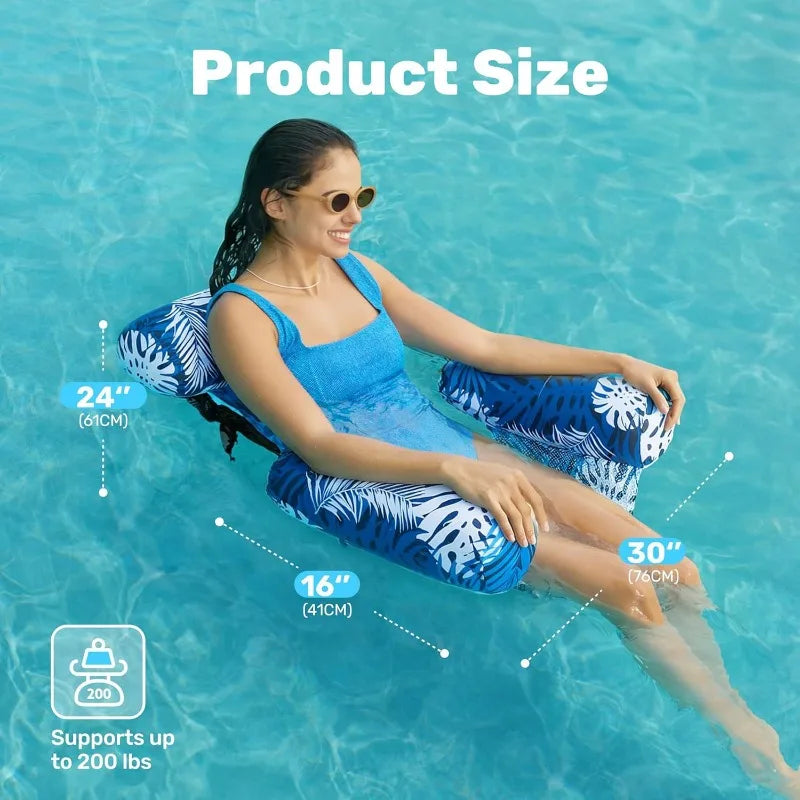 Inflatable Water Park Float Chair Foldable Pool Lounge Sofa Qme