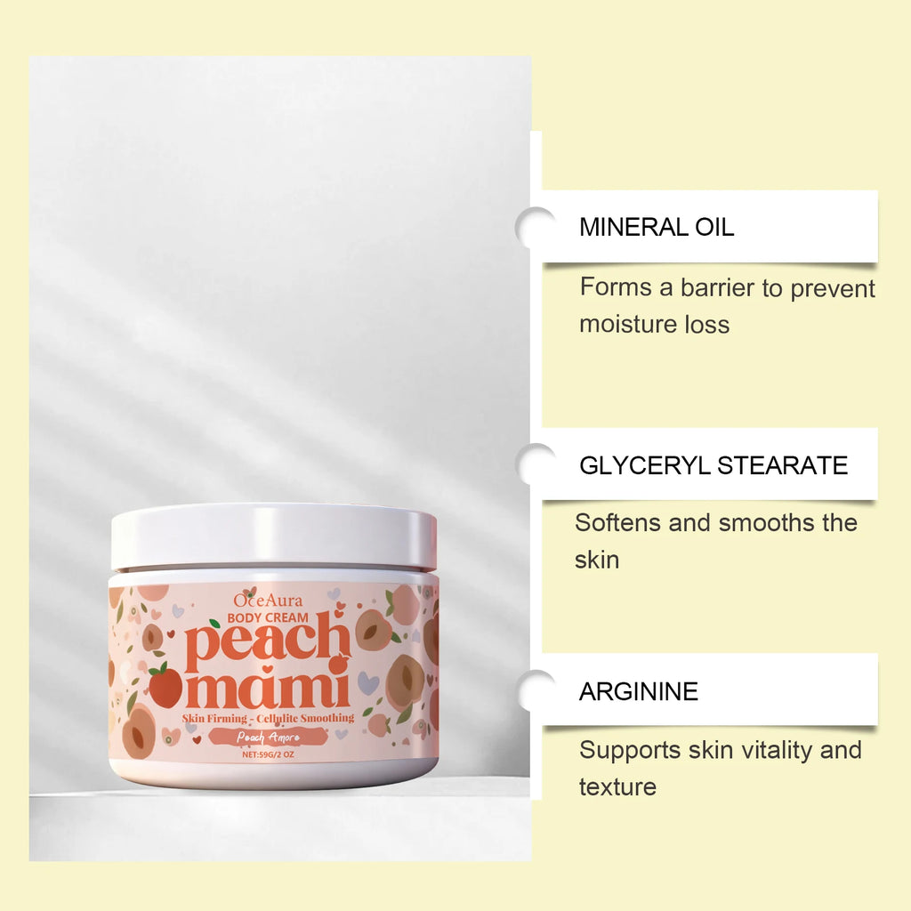 Peach Firming Body Cream Moisturizing Tightening Lifting Smoothing Skin Daily Use for Elastic Nourished & Protected Skin Qme