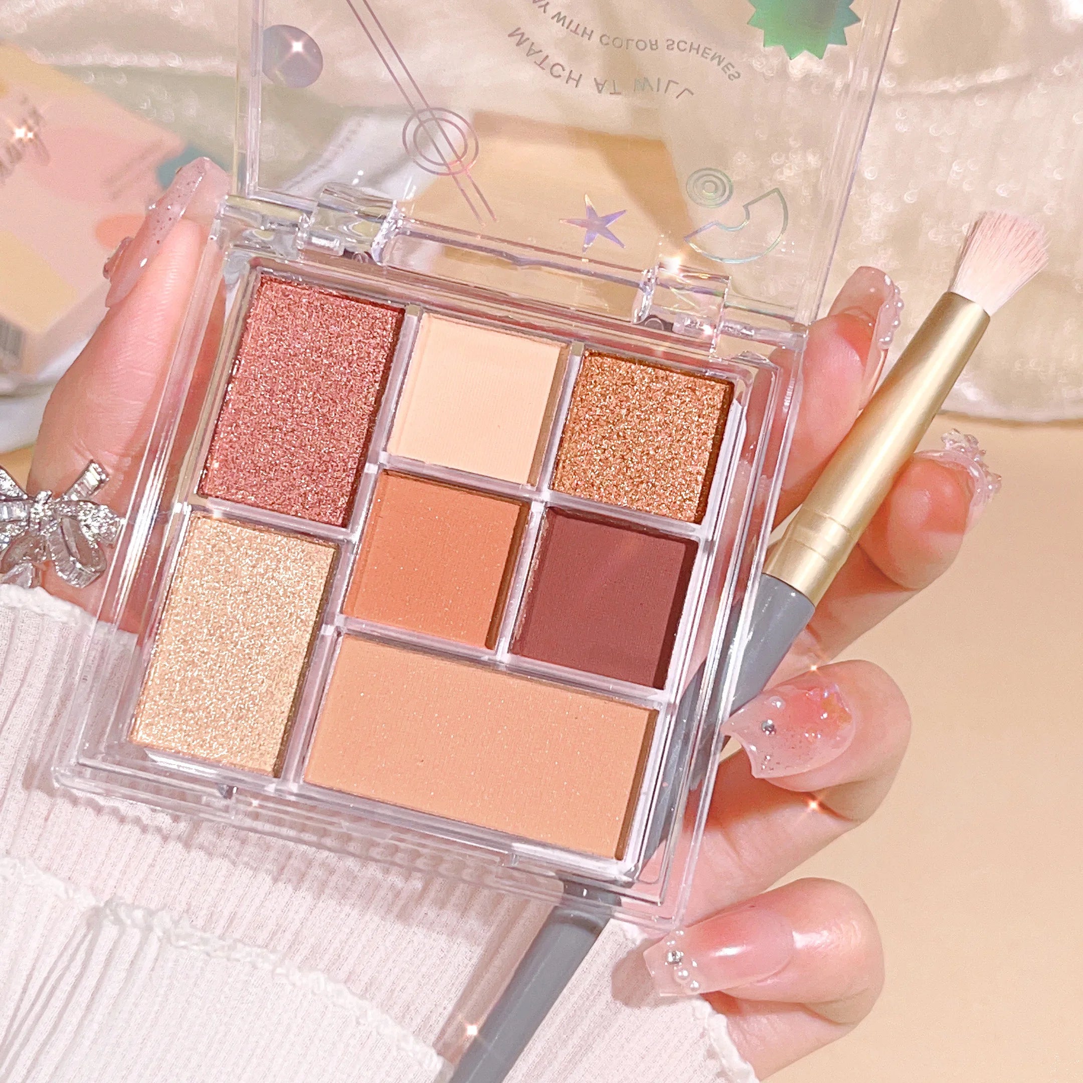 7 color eyeshadow palette, nude pink, high paint glitter and matte effect, natural long-lasting waterproof eye makeup palette, p Qme