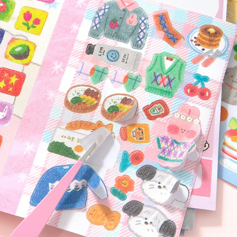 30 Sheets/book Cute Cartoon Pattern Instagram Hand account Scrapbook Sticker Diary Decoration Creation Stationery Stickers book Qme