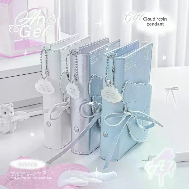 Angel Wings Notebook Cute 3 Fold Binder Journal PU Leather Multi Qme