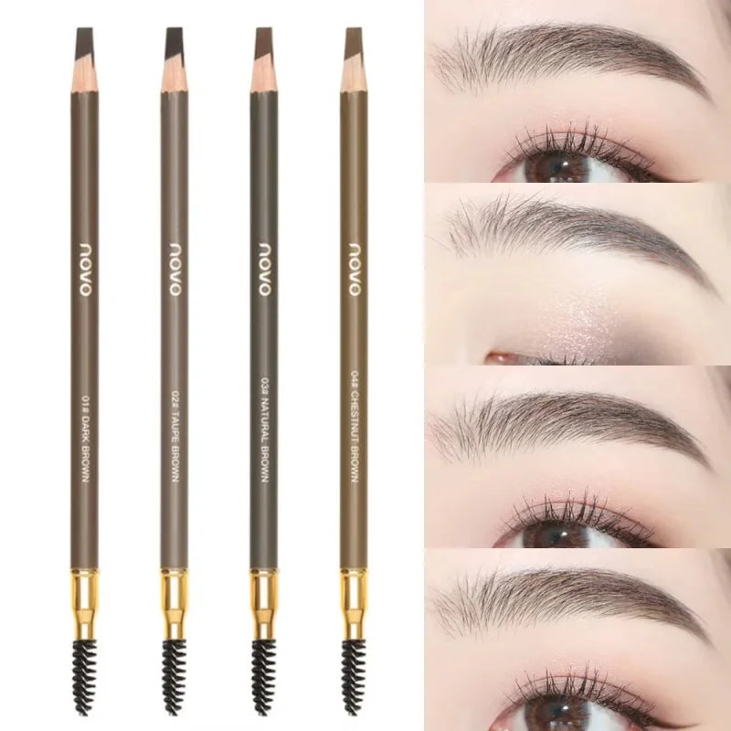 Wild Line Eyebrow Pencil High Quality Pull Eyebrow Pencil Waterproof Hard Core Flat Head Pencil White Black Leather Makeup Pen Qme