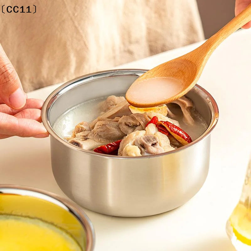 Stainless Steel Steamed Egg Bowl Ramen Rice Fruit Salad Stew Bowls Qme