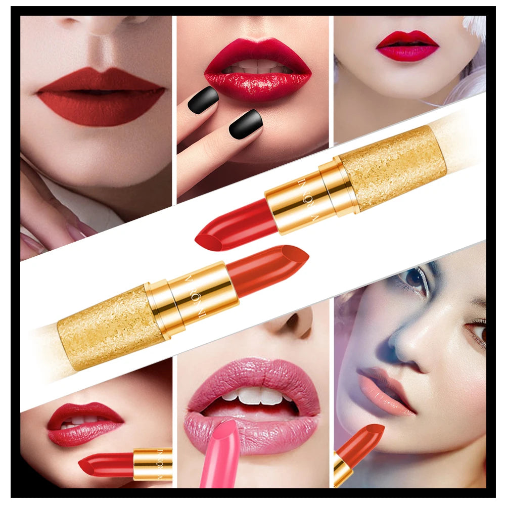 17 Colors Gold Tube Lipstick Moisturizing Velvet Matte Bullet Qme