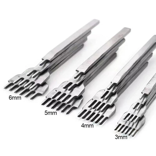 3MM 1/2/4/6 Prong DIY Leather Hole Punch Tool Leather Stitching Tools Diamond Chisel Leather Carving Punch Hole Work Qme