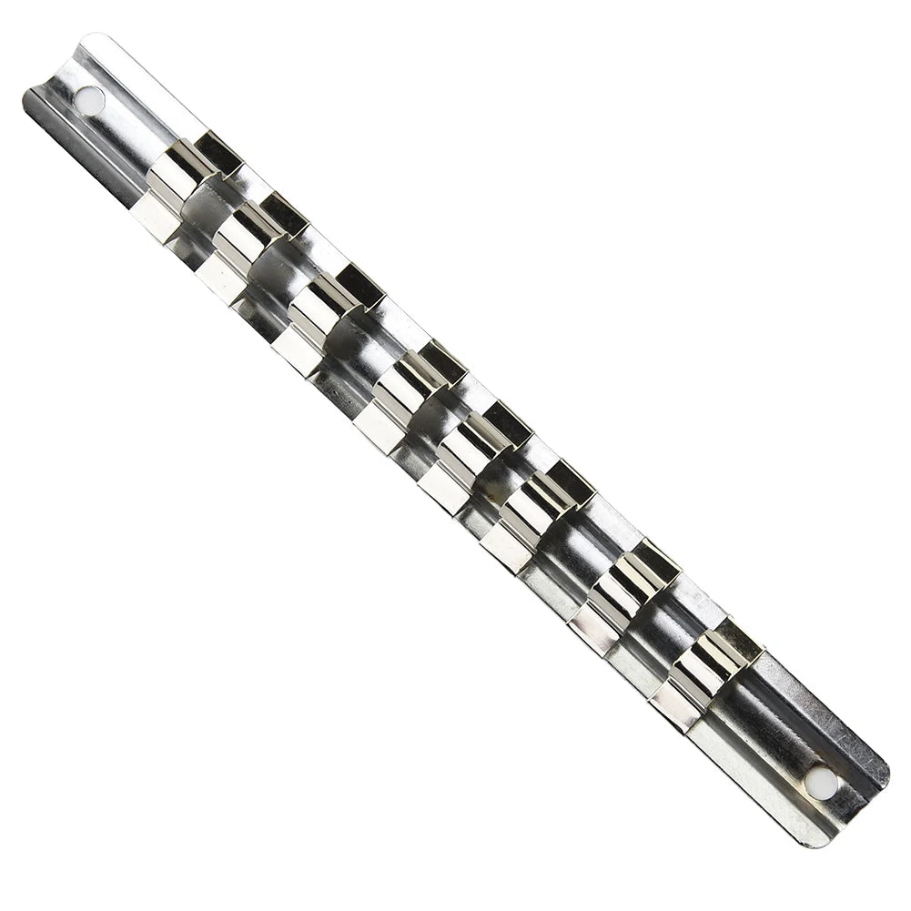 1/3Pcs 1/4" Or 3/8" Or 1/2" Socket Rack Holders With 8 Clips On Rail Tool 150/190/260mm Wall-mounted Iron Organizer Storage Qme