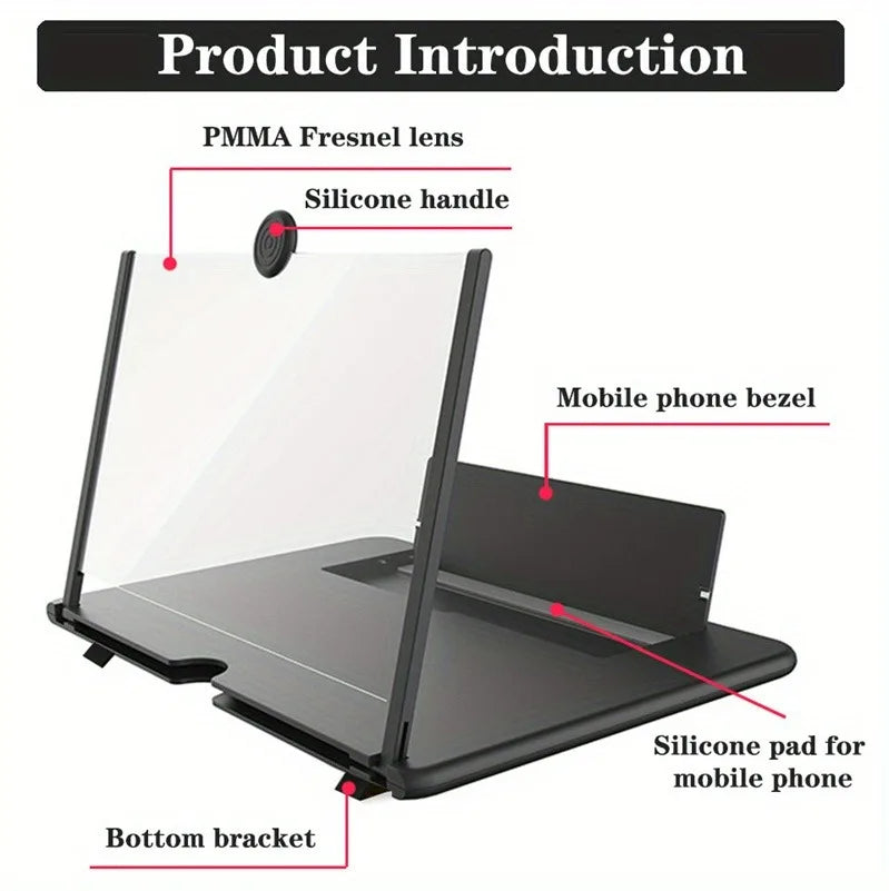 10/12 inch Portable Multi Functional HD Amplifier Mobile Phone Screen Amplifier HD Screen Magnifying Glass HD Screen Magnifier Qme