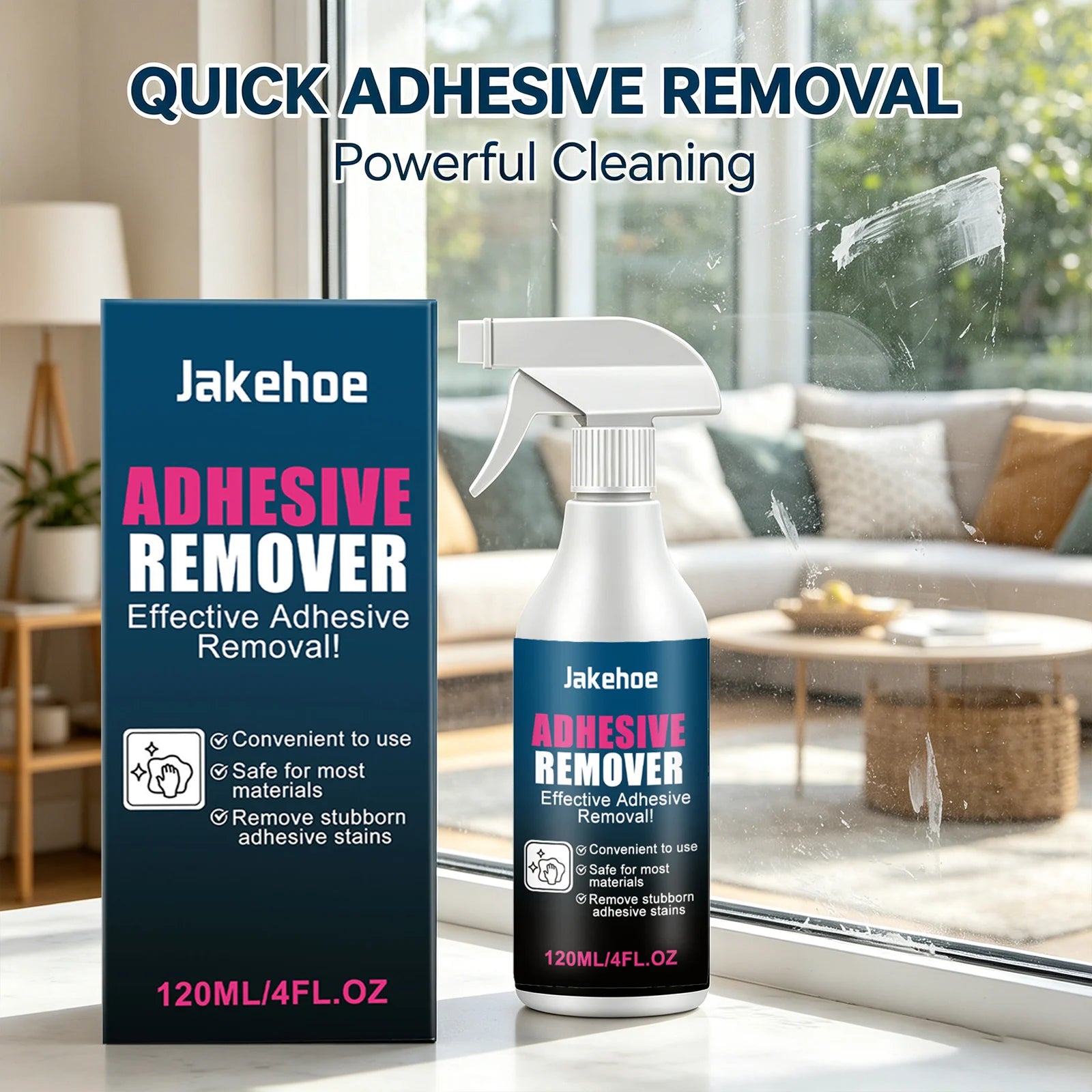 Adhesive Remover Spray Removing Tape Label Residue Fast-Acting Formula Non-toxic Convenient Daily Sticker & Glue Residue Cleaner Qme