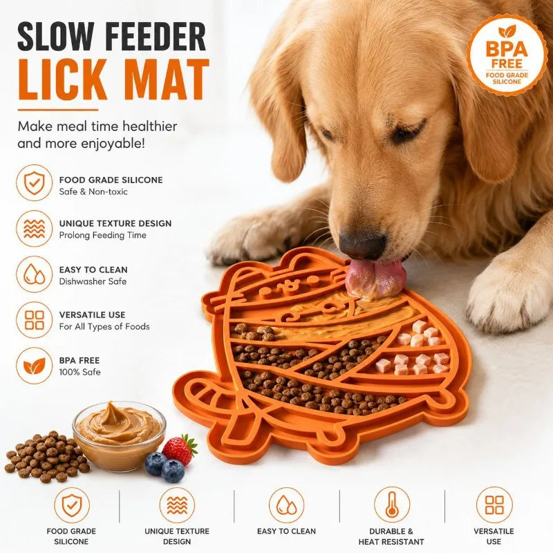 Silicone Dog Lick Mat Slow Feeder Pad Prevents Choking Teething Qme