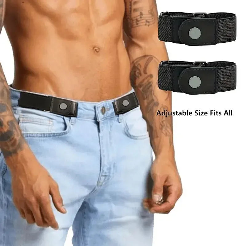2pcs/set No Buckle Elastic Belt For Women Men Unisex Stretch Belt For Pants Jeans Casual Buckle Free Adjustable Invisible Belt Qme