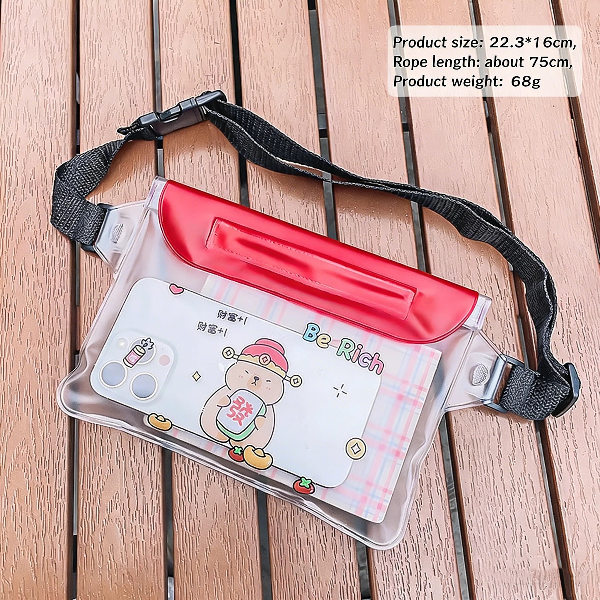 Cartoon Capybara Waterproof Touchscreen Phone Pouch Versatile Bag Qme Red